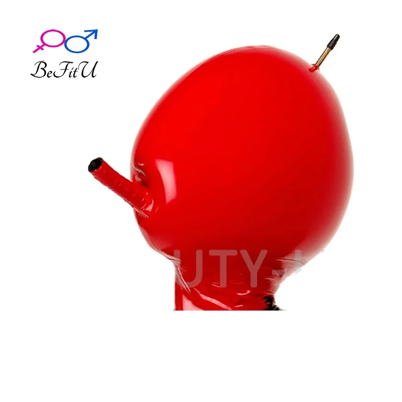 Латексные головные уборы надувные капюшон с ротовой трубкой