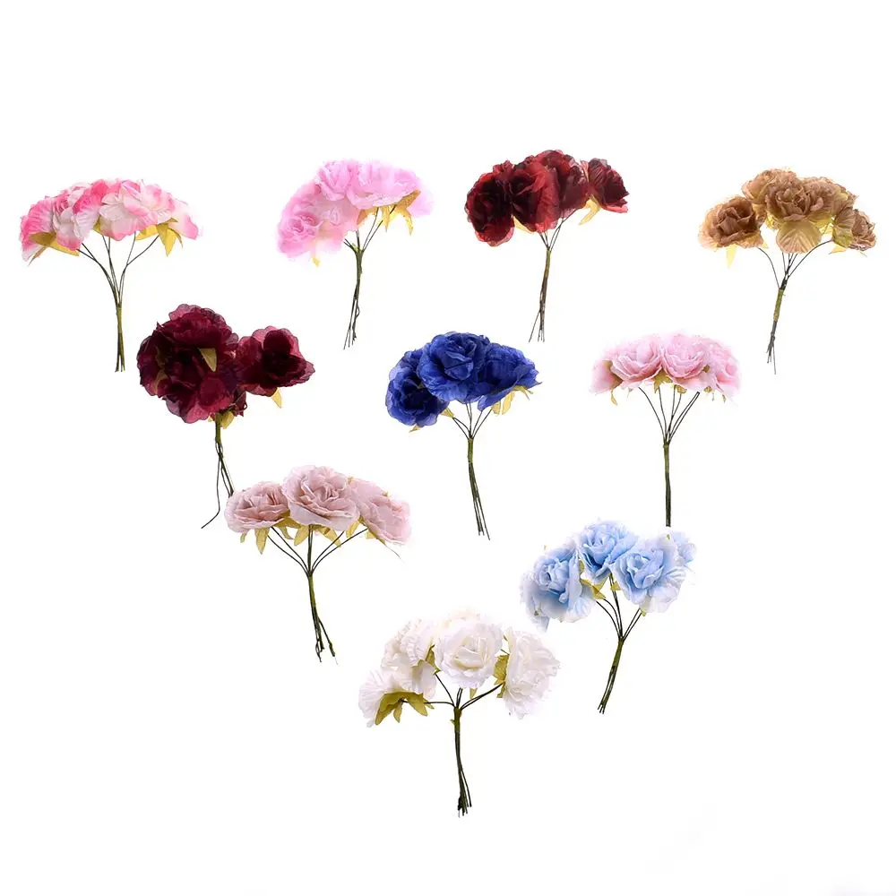 6 шт Мини Маргаритка из шелка искусственные цветы розы Букет DIY бумажное