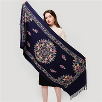 2021 new winter scarf for women thick warm cashmere scarves blanket hijabs embroidery foulard female pashmina bandana