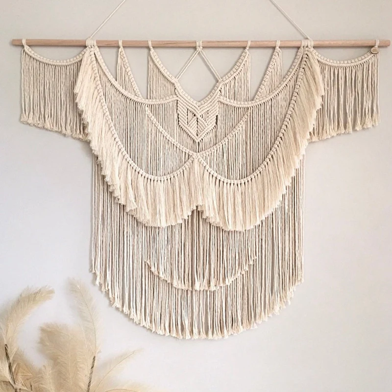 

Macrame Wall Hanging Tapestry Hand Woven Bohemian Style Home Boho Decor House Living Room Bedroom Background Decoration