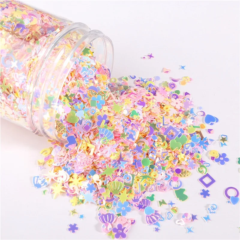 

Mix Sizes/Shapes Flake Confetti Star Heart Flower Moon Shell Sequins Paillettes 3D Glitters For DIY Nail Art&Wedding Accessories