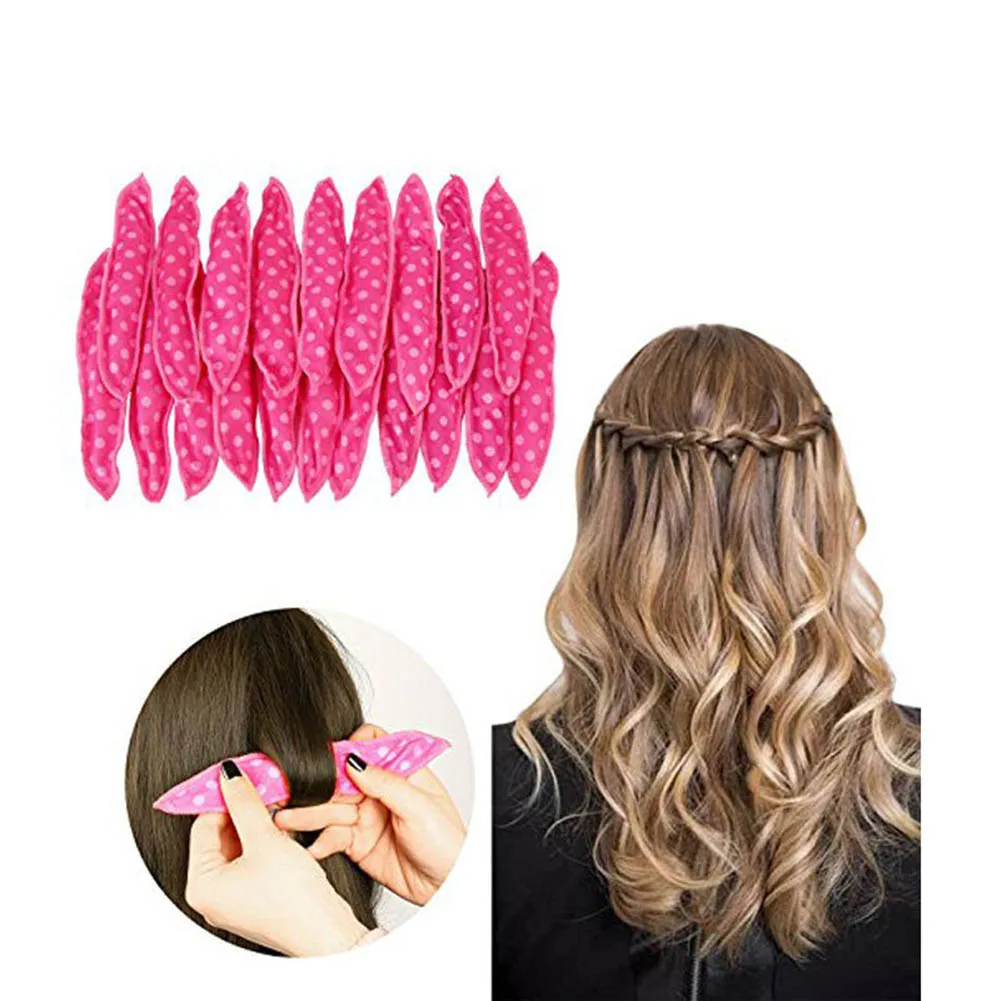 

20 Pcs Cloth Hair Curlers Dots No Heat Sleeping Sponge Curls Roller for Long Short Thick Thin Hairs J9
