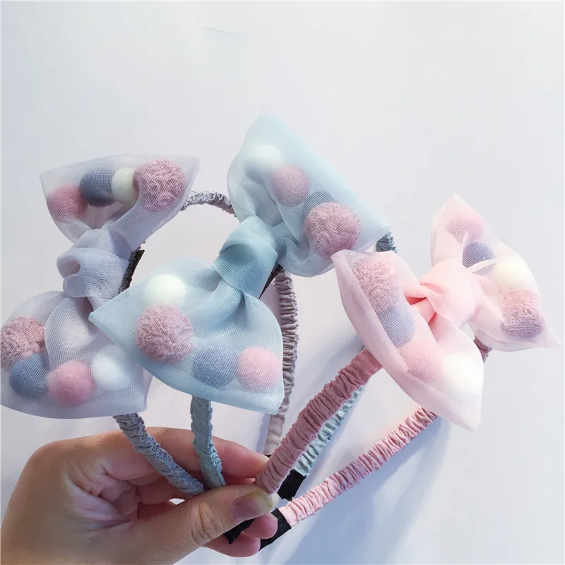 

Children's lovely big bowknot hair act the role ofspring and summer gauze flower bowknot package cloth children hair hoop