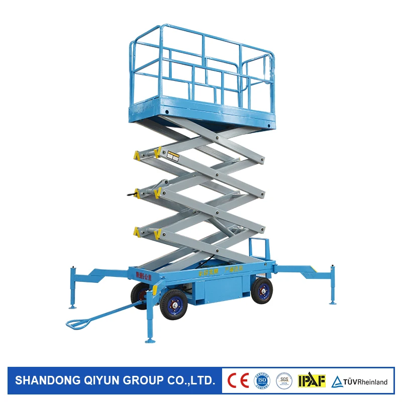 

Qiyun 10m Platform Height 500kg/1000kg/1500kg/2000kg Load AC DC Diesel Power Portable Mobile Scissor Lift Platform With CE