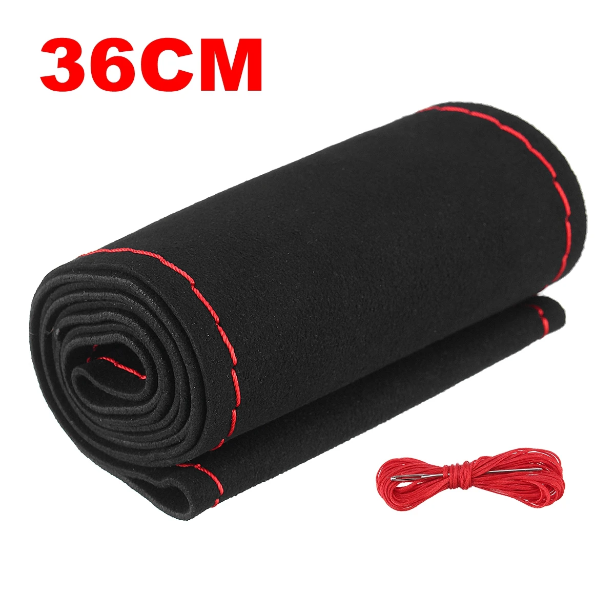 BlackRed 36cm Универсальный 36/38 см DIY авто крышка рулевого колеса замши из первосортных волокон обувь без каблука; кожаная обувь для вождения для стильного интерьера аксессуар - Название цвета: BlackRed 36cm