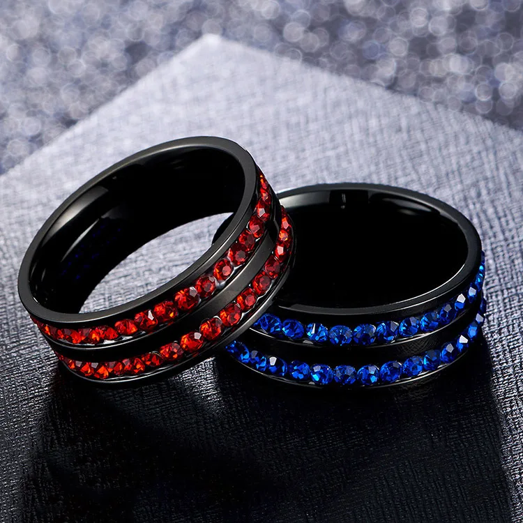 

Stainless Steel Womens Rings Rhinestone Single Simple Trendy For Brothers Best Friend Self Jewelry Creativity Gift Wholesale