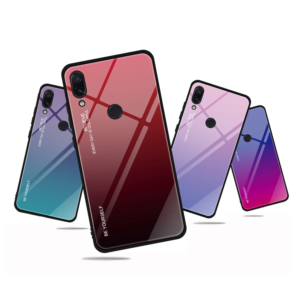Gradient Tempered Glass Phone Case For Redmi Note8 Pro Note6/7 8A 5/6/7 Xiaomi 6/8/9 9SE 8Lite for One Plus Fitted |