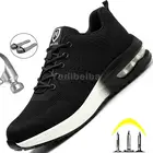 Защитная Рабочая обувь для мужчин и женщин, мужские сникерсы светильник кие, мягкие, износостойкие, противоударные, рабочие ботинки унисекс со стальным носком