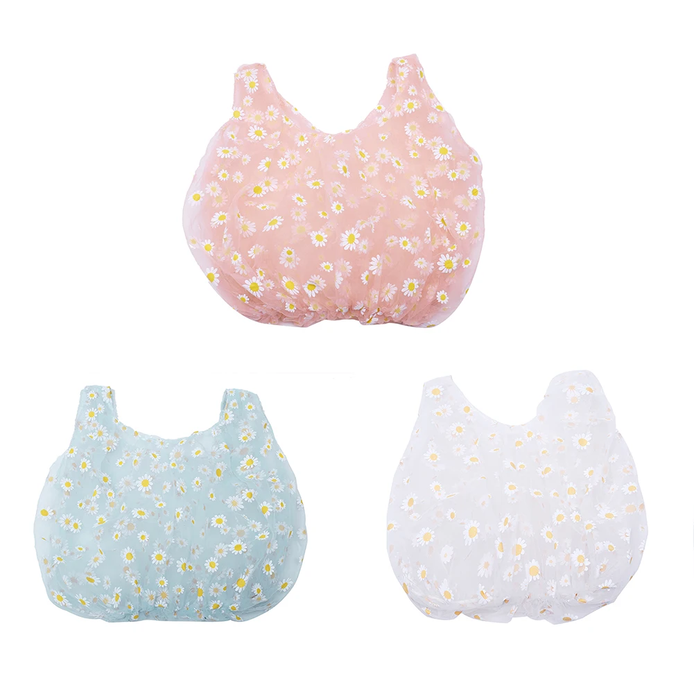 

Women Small Transparent Tote Mesh Cloth Bag Daisy Embroidery Handbag Cute Flower Tulle Fruit Bag Purse Shopping Bag
