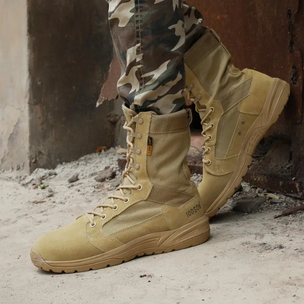 

IODSON Spring And Autumn Men's Shoes Special Forces Combat Desert Tactical Military Boots Safety Boots Breathable Military Boots