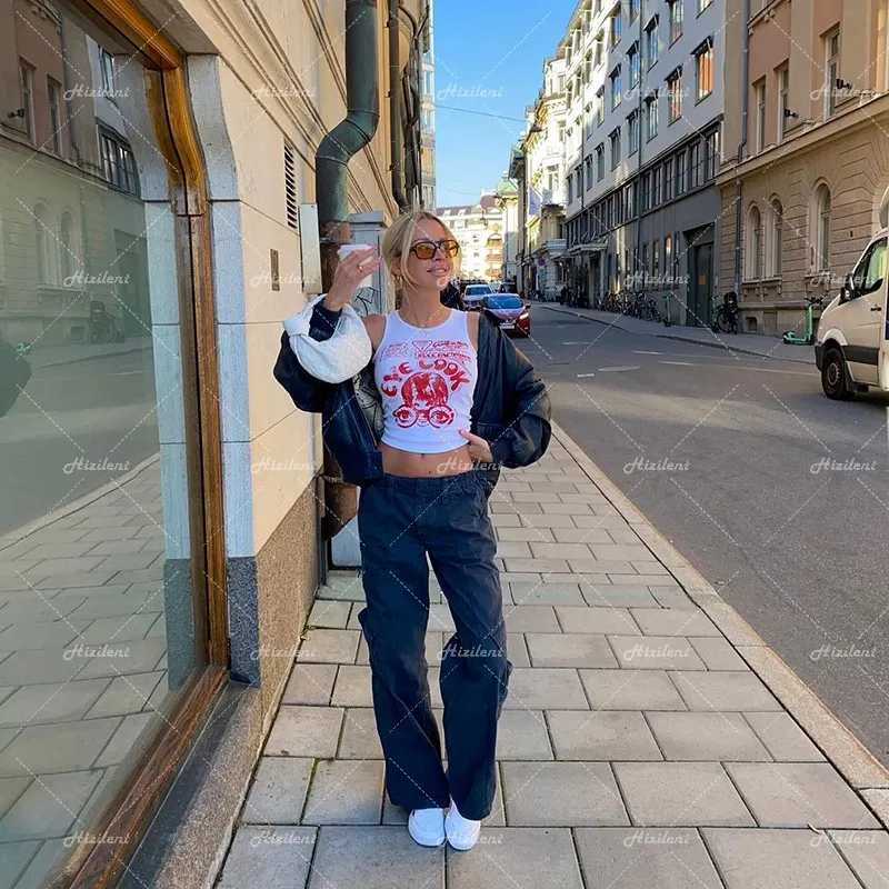 Готическая майка в стиле Харадзюку укороченный топ панк с соединением Винтажная