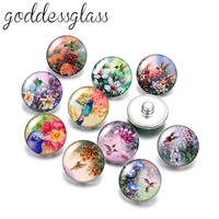 new flowers birds hummingbird magpie cute animal 10pcs round photo 18mm snap buttons for 18mm snap necklace diy findings jewelry
