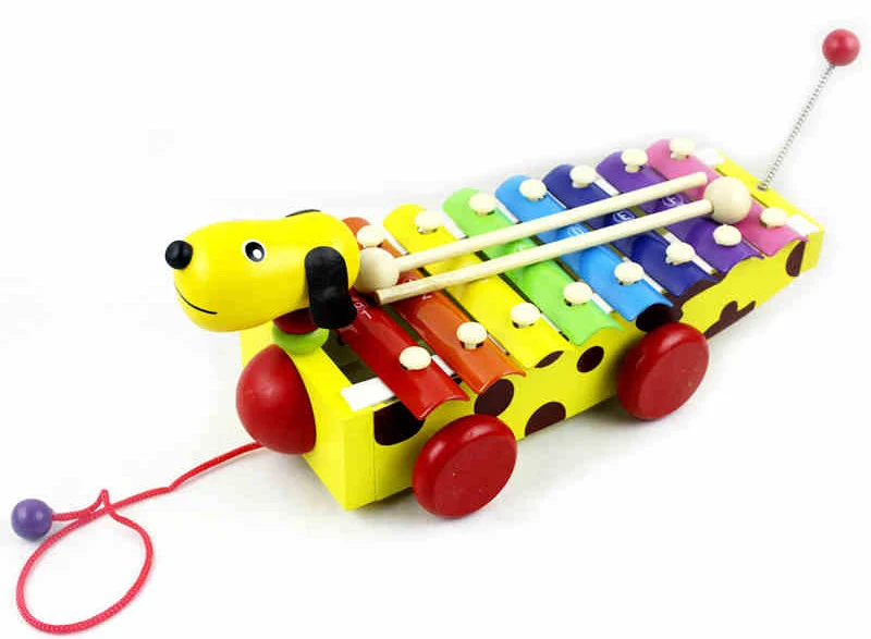 

Early Childhood Small Brown Dog Octave Piano Knock Wooden Musical Toys Can Drag Hand Knocks Scale 8 1-3 Years 2021