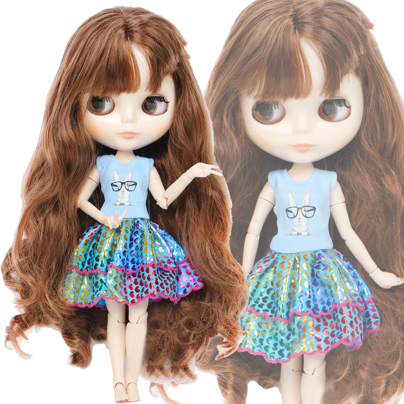 Модное платье ручной работы для куклы блайз 11 5 дюйма голубой милый мультяшный