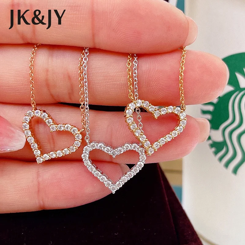 

JK&JY Fashion 18K Gold Heart Pendant 0.44Ct Natural Diamond Necklace Party Jewelry Birthday Present 100% Quality Assurance