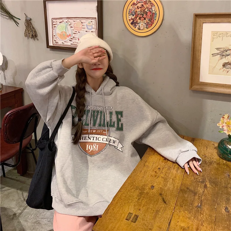 Женская толстовка с капюшоном Za свободная Вельветовая Толстовка большого