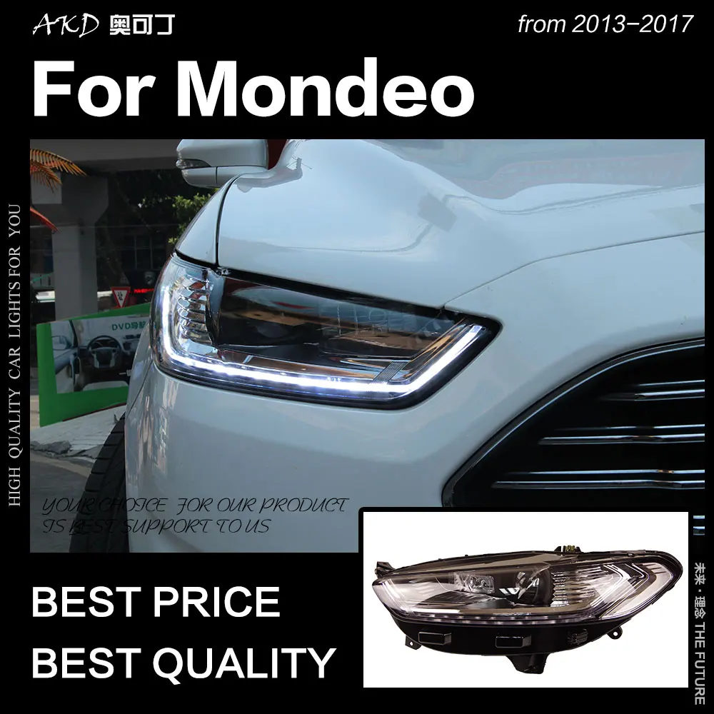 АКД стайлинга автомобилей для Ford Fusion фар 2013 2016 Mondeo светодиодный налобный фонарь H7