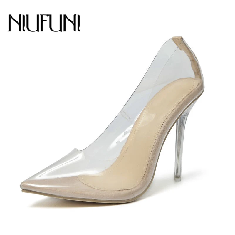 

Plus Size 35-42 Transparent Women's Pumps Shallow Pointed Toe Crystal Stiletto High Heels NIUFUNI 2020 Women Pumps Ladies Shoes