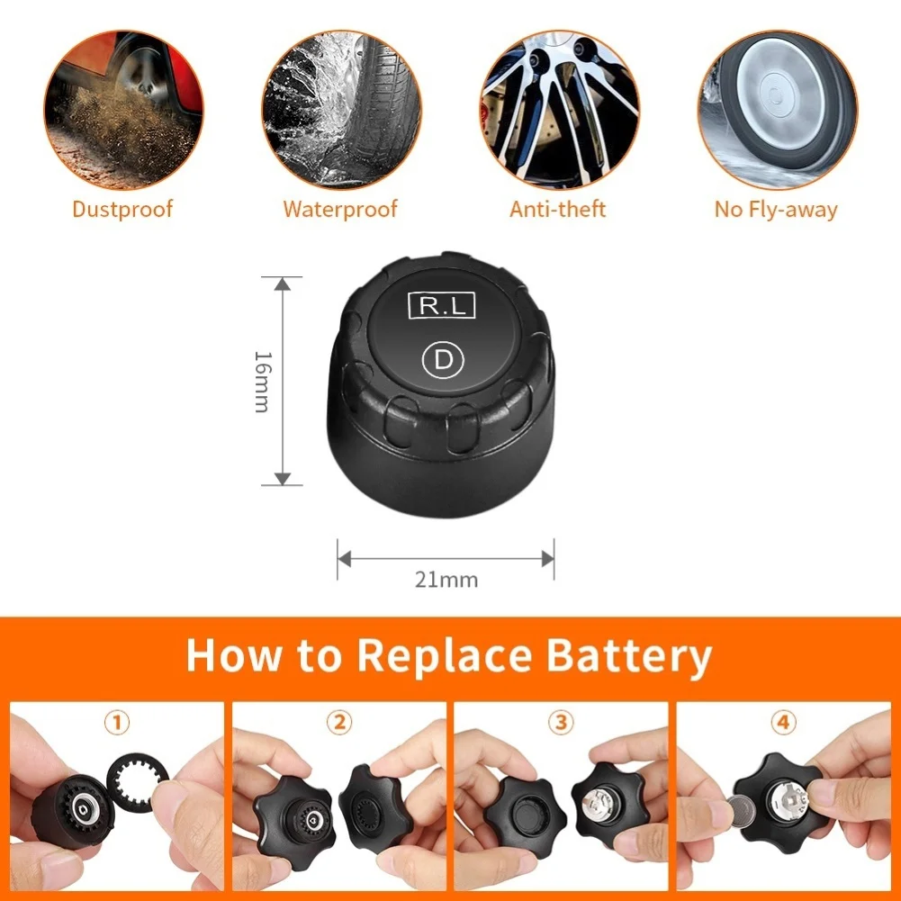 Система контроля давления в шинах TPMS светодиодная беспроводная система с 4