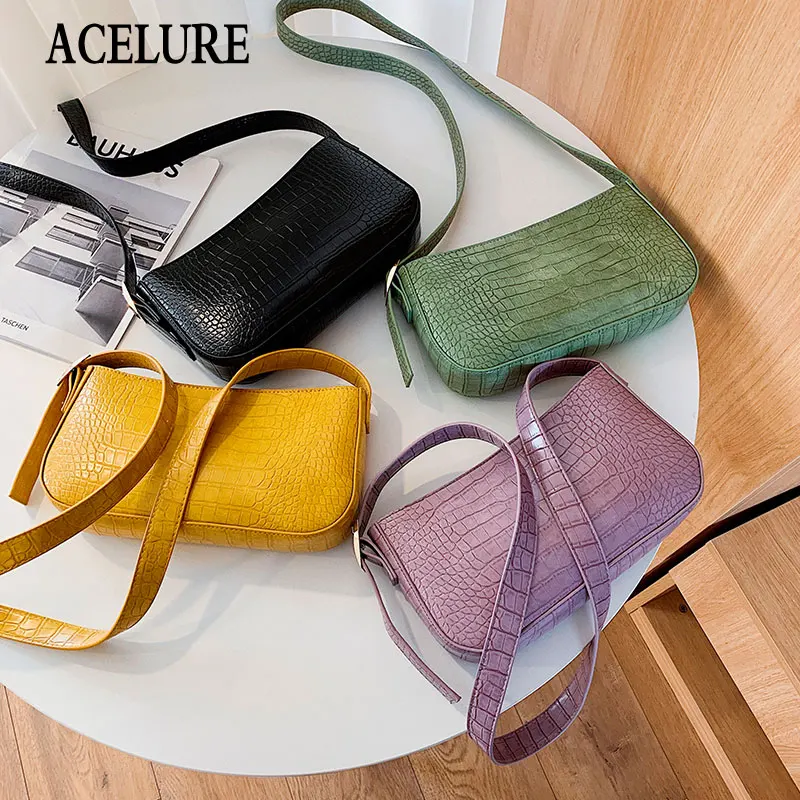 

ACELURE Luxury Fashion Crossbody Bag for Women Crocodile Semicircle Soft PU Leather Shoulder Bags for Ladies Designer Handbags