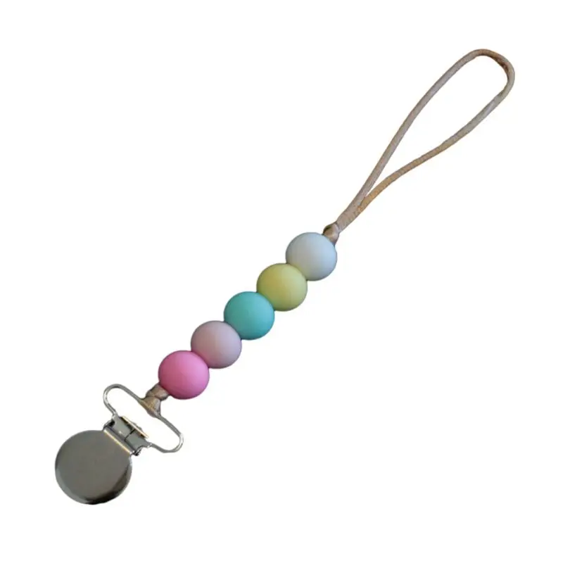 

Baby Boys Girls Pacifier Chain Silicone Bead Teething Emboss Toy Infants Soother Dropship
