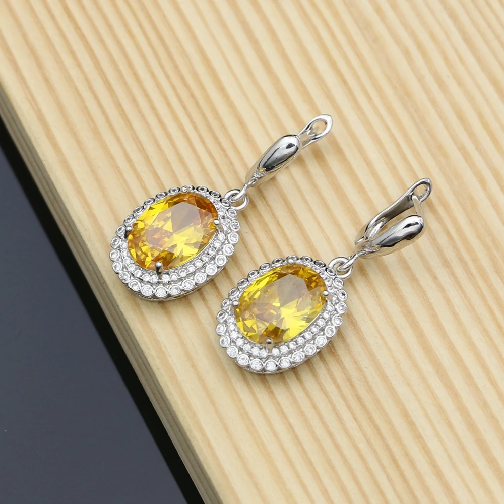 Женская серебряная желтая подвеска с фианитами|Серьги-подвески| |