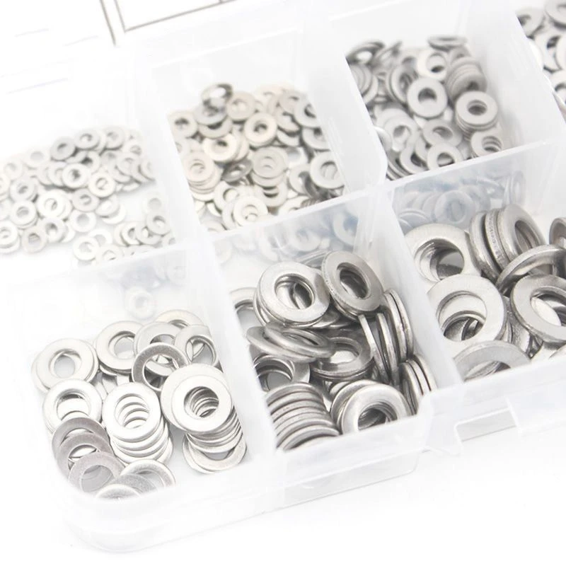 600Pcs/Set M1.6 M2 M2.5 M3 M3.5 M4 M5 M6 M8 M10 Stainless Steel Flat Washer Plain Gaskets Assortment Kit | Обустройство дома