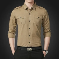 latest design mens outdoor slim fit cargo shirt 100 cotton wash long sleeve military tactical mens shirts army green khaki 5xl