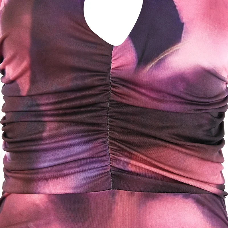 

Tie-Dye Halter Dress for Women Summer Party Night Cross Up Backless Mini Dress Ladies