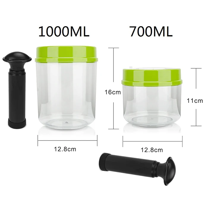 700ML 1000ML LAIMENG 2 вакуумные контейнеры работает с вакуумной упаковочной машиной канистра с насосом пластиковый контейнер с крышкой для хранения продуктов S171 - Цвет: 700ML 1000ML