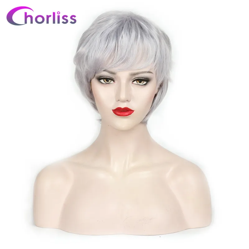 Короткие слоистые синтетические парики с боковой челкой бахрома Chorliss