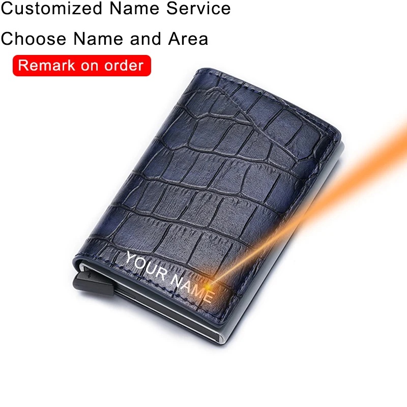 Тонкие мужские кошельки Rfid Аллигатор Винтаж карточка мужской кошелек 2020 синий