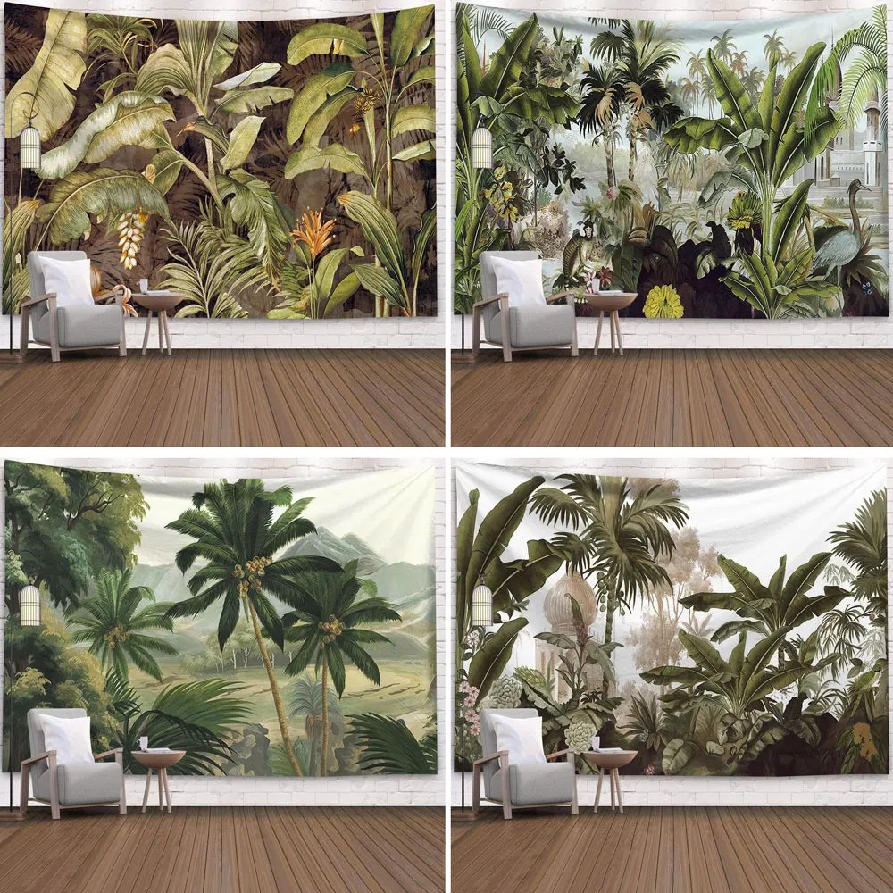 

Tropical Plant Tapestry Leaves Wall Hanging Dorm Tapestries Art Room Decoration Hanging Cloth Wall Coverings Tiger Wall Blanket