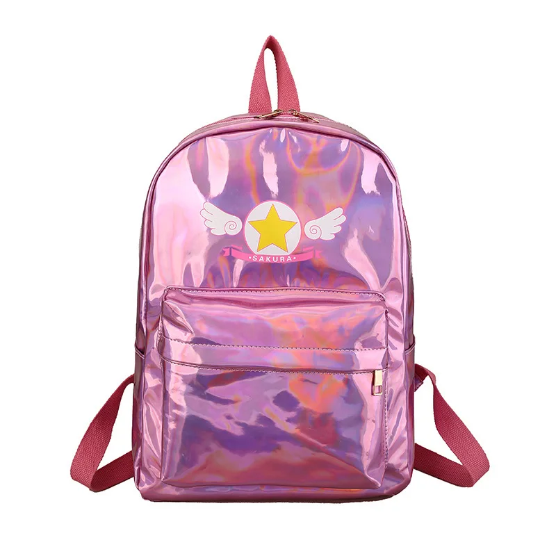 Лазерный рюкзак для девочек подростков школьный ранец из искусственной кожи с