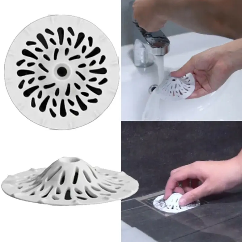 

1Pcs Bathroom Supplies Drain Strainer Silicone Sink Filter Hair Stopper Kitchen Accessories Bathroom Shower Drain Covers
