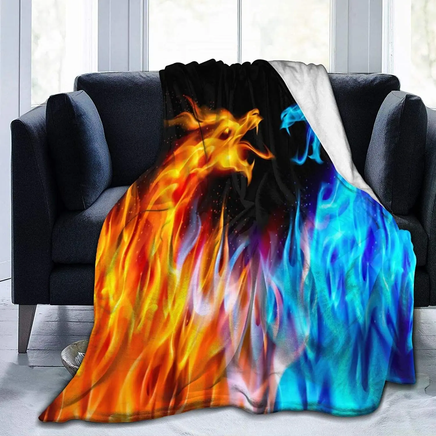 

Крутое искусственное, Огненный Дракон, легкое пушистое одеяло, уникальный дизайн с 3D принтом, очень мягкое одеяло