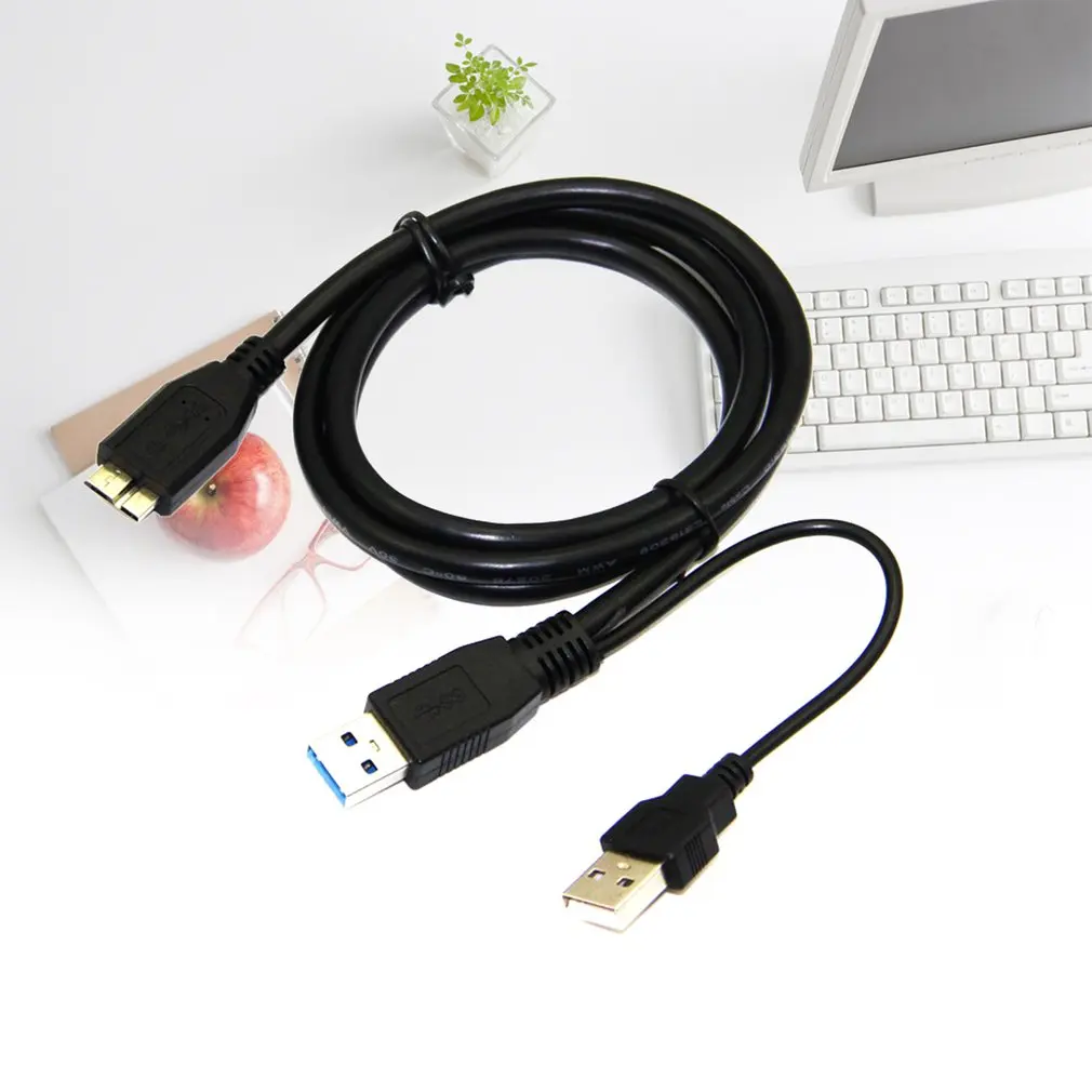 0.6m/1m Dual USB 3.0 A Male to Micro B Y Black Power Data Cable Mobile Hard Disk 2-connector Y-design | Электроника