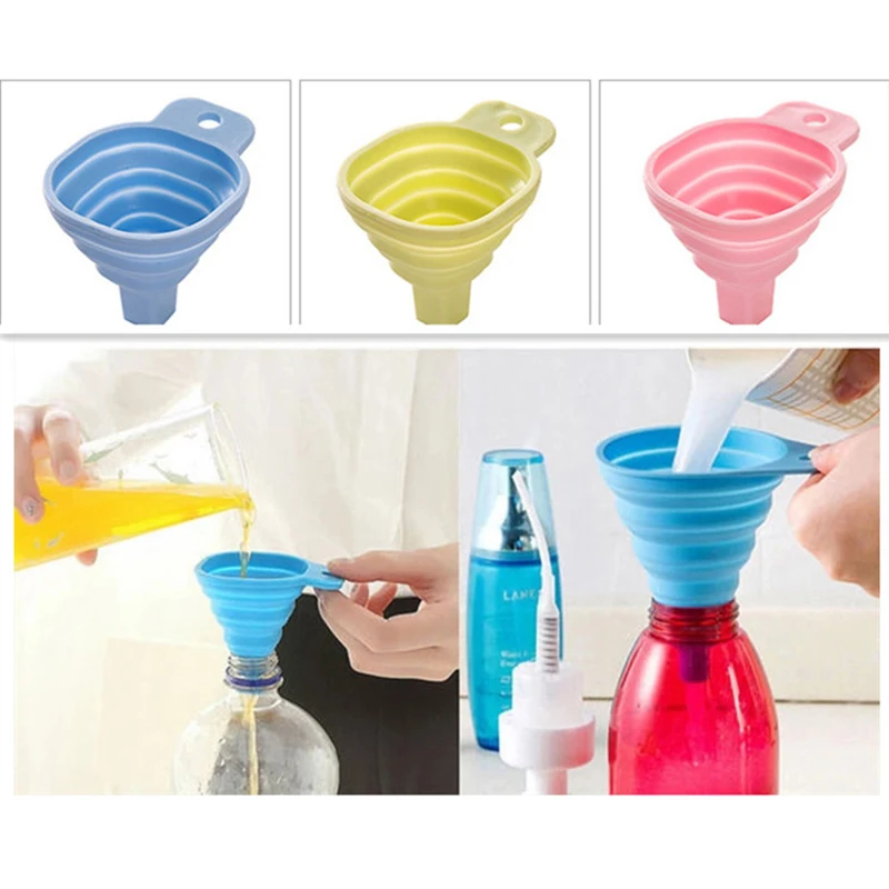 

Mini TPR Foldable Collapsible Funnel Soy Sauce Drink Hopper Oil Honey Kitchen Cooking Tools Funnel Folding Funnels