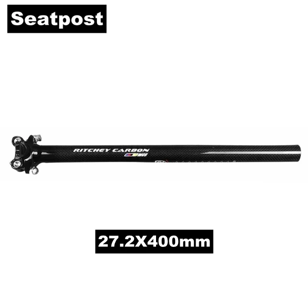 Seatpost 27.2X400mm Глянцевое углеродное волокно руль Bik MTB руль набор горный велосипед руль+ подседельный штырь+ стержень+ Бар Конец XXX велосипедные части - Цвет: Seatpost 27.2X400mm