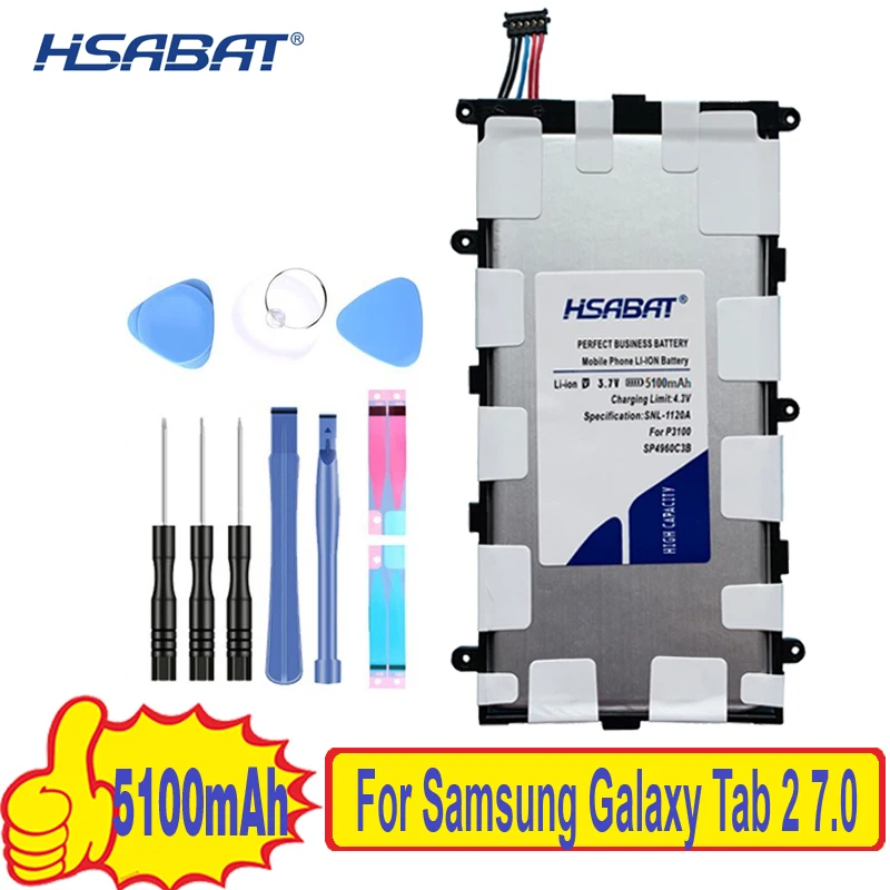HSABAT 5100 мА/ч, Батарея для SP4960C3B samsung Galaxy Tab 2 7,0 и 7,0 плюс GT-P3100 P3100 P3110 P6200