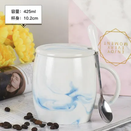 F Oussirro Детские Мультяшные кружки с ложкой и крышкой для творчества керамическая кружка Студенческая Питьевая чашка кактус термос - Цвет: F