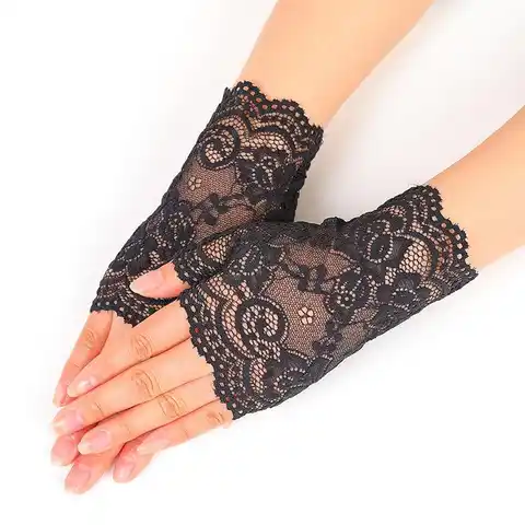Модные матросский танцевальный длинные перчатки, женские кружевные перчатки на пол пальца ажурные перчатки с подогревом сетки Варежка