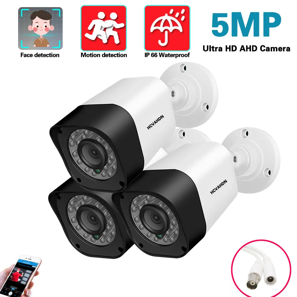 

5MP HD Wired CCTV Security Analog Camera BNC Outside Waterproof AHD DVR Video Surveillance Bullet Camera System XMEYE H.265 2MP