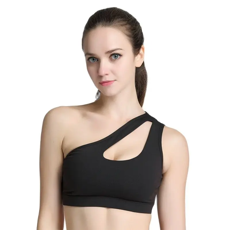 

Sexy One shoulder Sports Bra for Women Fitness Running Gym Crop Tops Shockproof Quick Dry Yoga Bras Lingerie