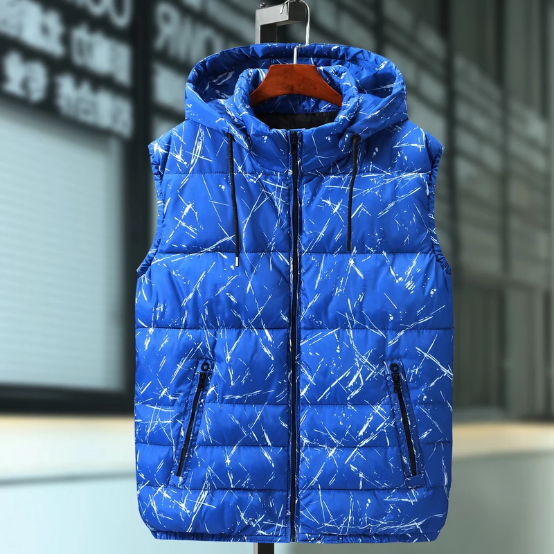 Жилет мужской зимний облегающий х/б с капюшоном без рукавов | Мужская одежда