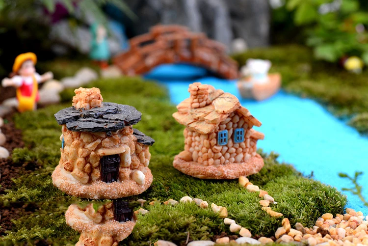 2 шт Деревенский домик фигурки декоративный дом мини сказочный сад аквариум