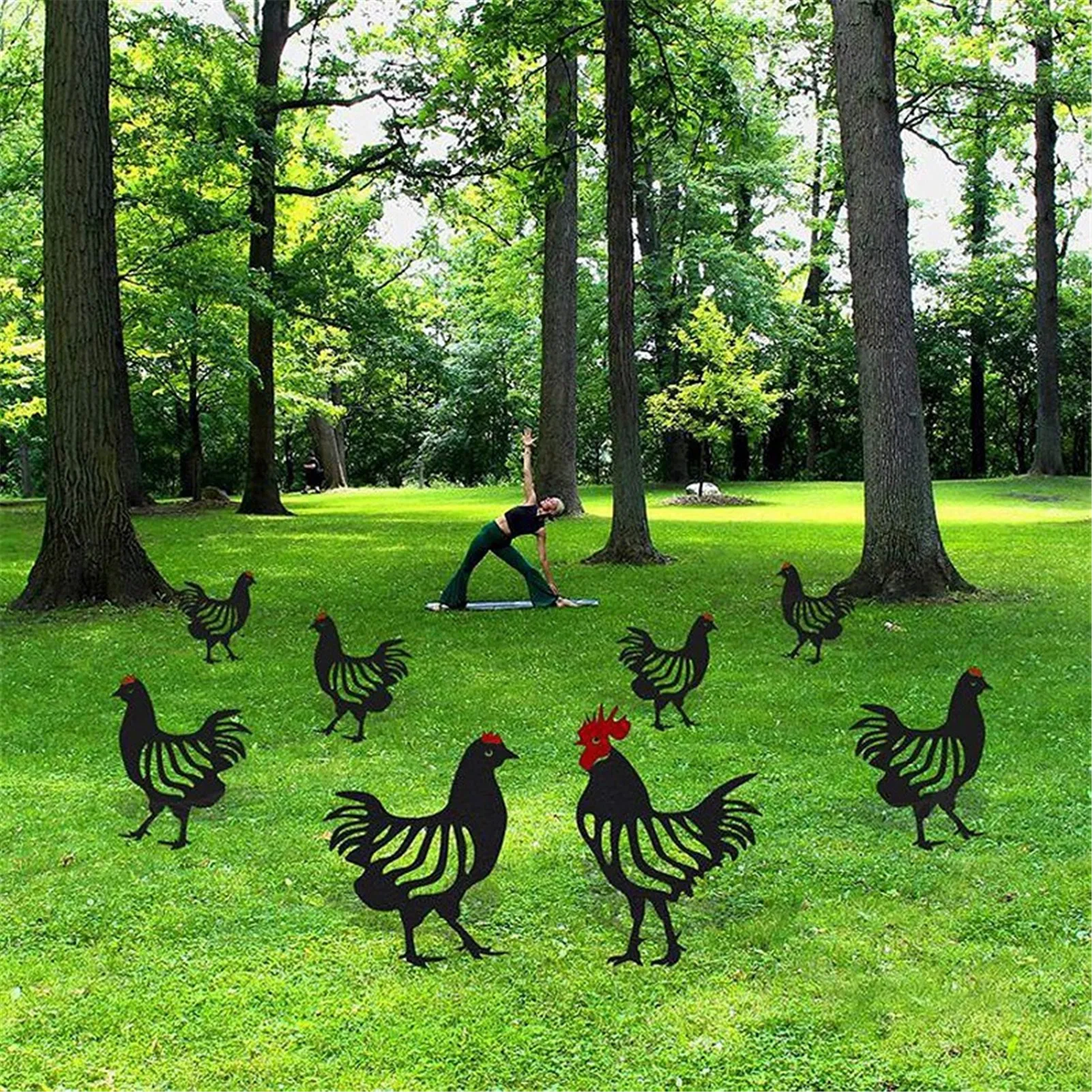 

Garden Decoration Outdoor Perfect And Unique Garden Backyard Lawn Stakes Metal Hen Yard Home Decor Gift For Garden Decorations