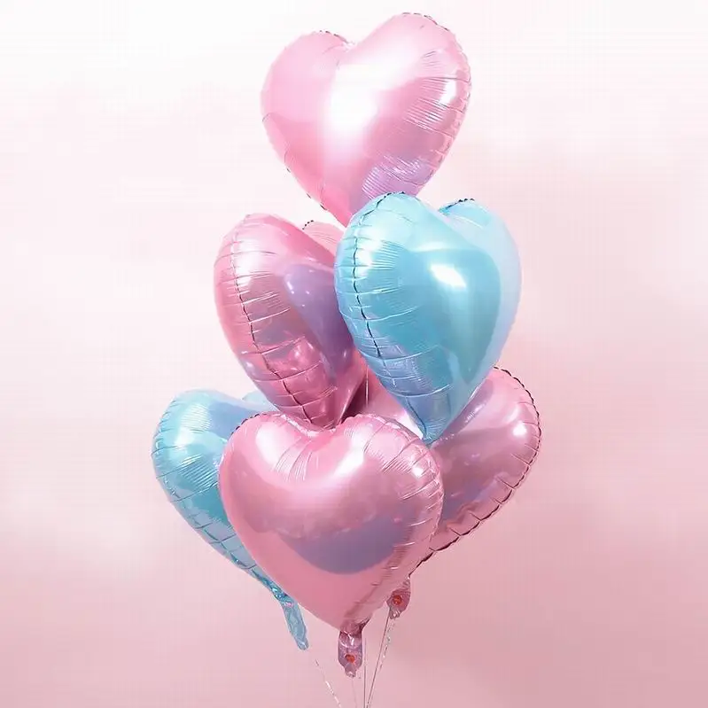 blue pink 10 шт. 18 дюймов розовое золото Красный Розовый Любовь фольги сердце гелиевые шары Свадьба День рождения воздушные шары День Святого Валентина Globos поставки - Цвет: blue pink