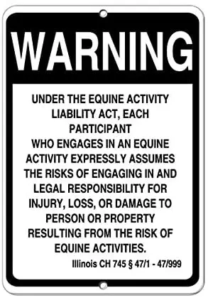 

Warning Sign Equine Activity Assumes Risks &Legal for Injury,Loss,Damage Road Sign Business Sign Aluminum Metal Tin Sign