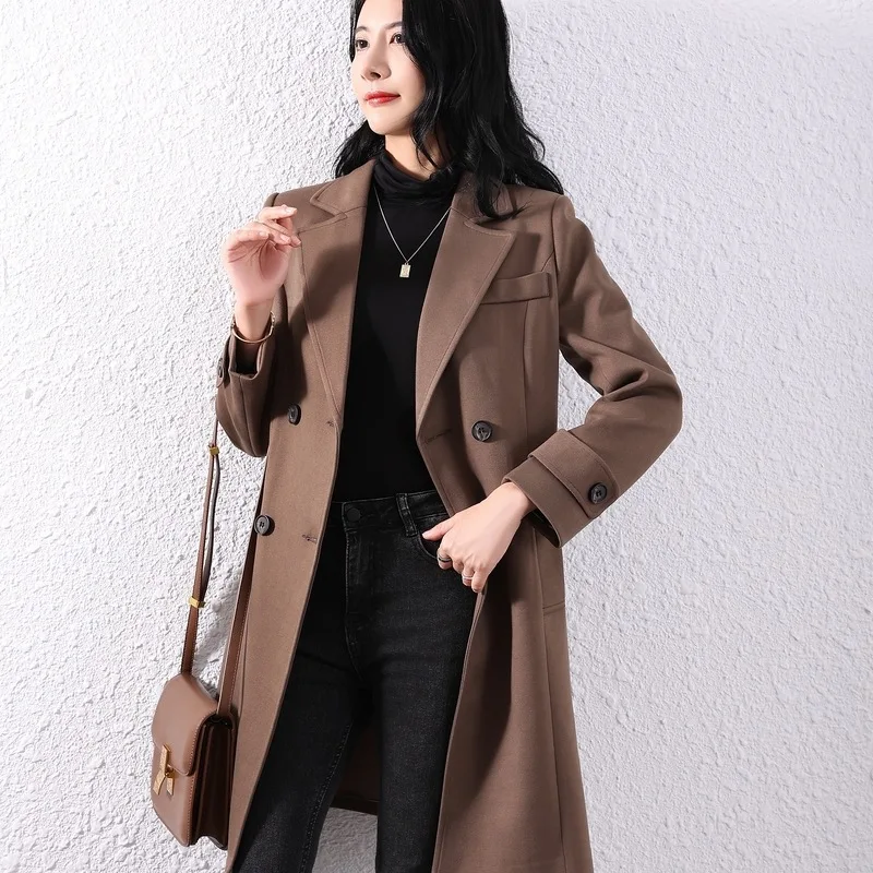 

Пальто средней длины и ветровка, женский осенний Новый Свободный темпераментный длинный костюм для отдыха